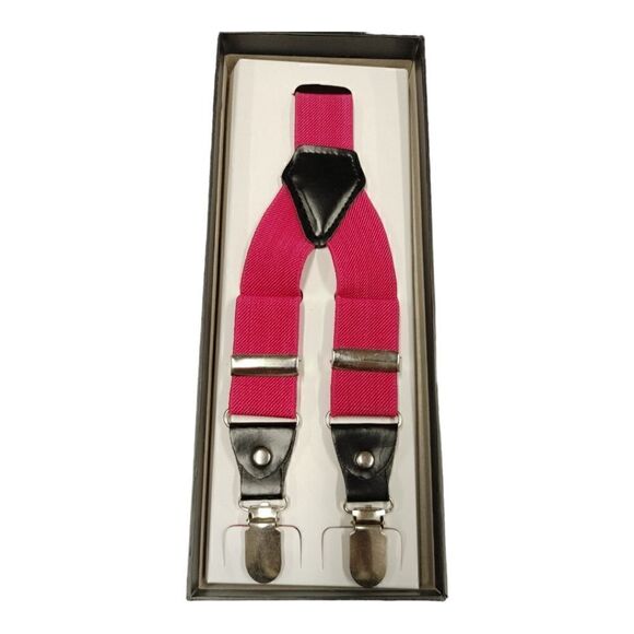 MEN'S FERRECCI FUCHSIA CLIP END SUSPENDERS. - Picture 2 of 2